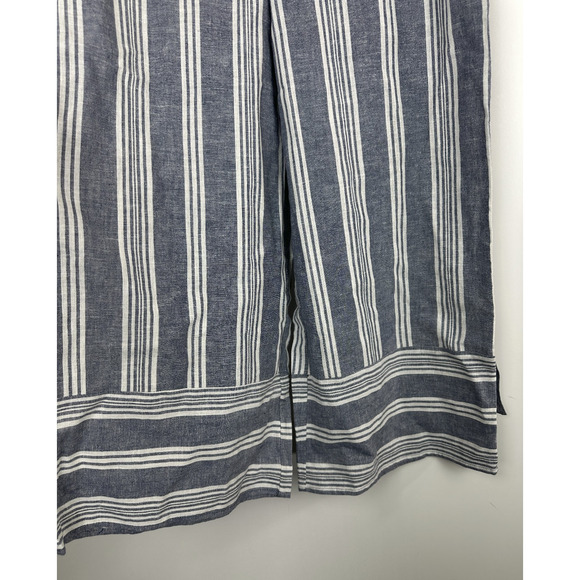 NWT Pink Rose Linen Cotton Wide Leg Pants Blue Striped Beachy Lagonlook Large - Picture 5 of 10